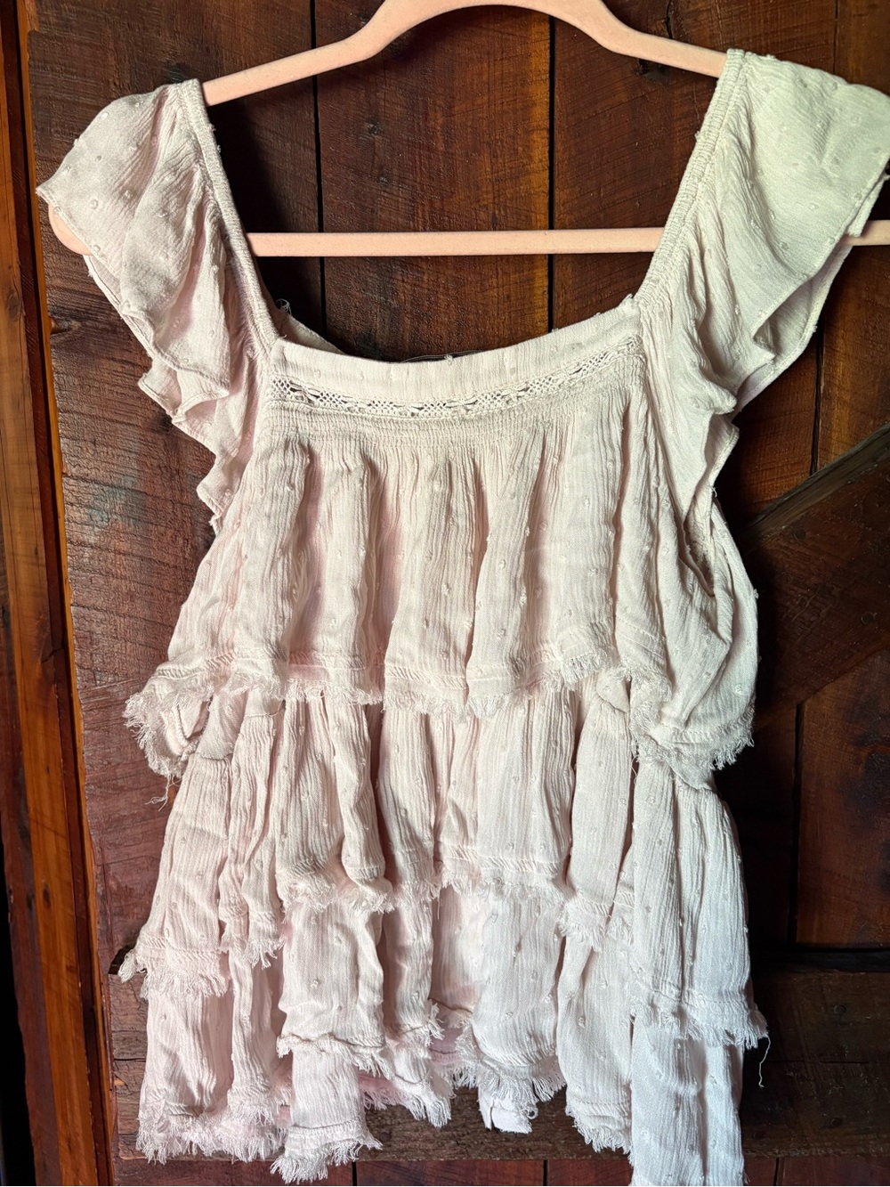 Light Pink Ruffled Boho Tunic Top - Picture 5 of 5